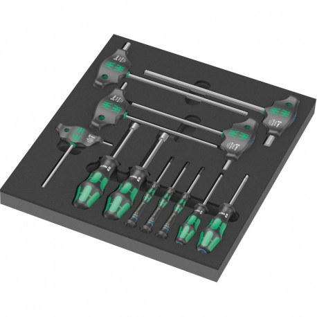 Wera 9713 foam insert Hex screwdriver set 1, 12 pieces (black/grey, in foam insert for workshop trol