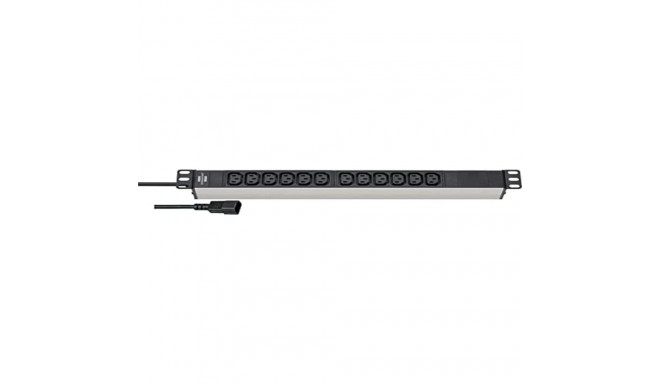 Brennenstuhl Alu-Line 19  12-way, power strip (black/silver, 1U, IEC connector)