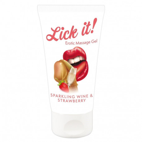 Lick-it massaažigeel 50ml vahuveini- ja maasikaaroomiga