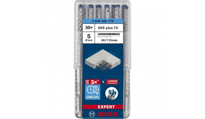 Bosch Expert hammer drill SDS-plus-7X, 5mm, 30 pieces (working length 50mm)