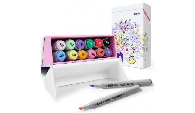 Double-sided Marker Pens ARRTX Oros (12 colors, pastel tones)