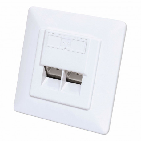 Intellinet 771900 Gniazdo sieciowe podtynkowe 2xRJ45 Cat6 10G, STP, 80x80mm, białe