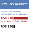 Hama memory card reader SD/microSD USB 3.0, silver