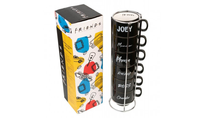 Friends - Zestaw kubków ceramicznych ze stojakiem 150 ml 6 szt.
