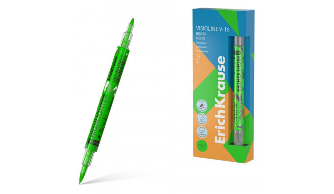 Double-ended text marker ERICH KRAUSE Visioline V-16 Brush Neon green