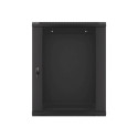 Lanberg wall-mounted installation rack cabinet 19'' 15U 600x450mm black (glass door)