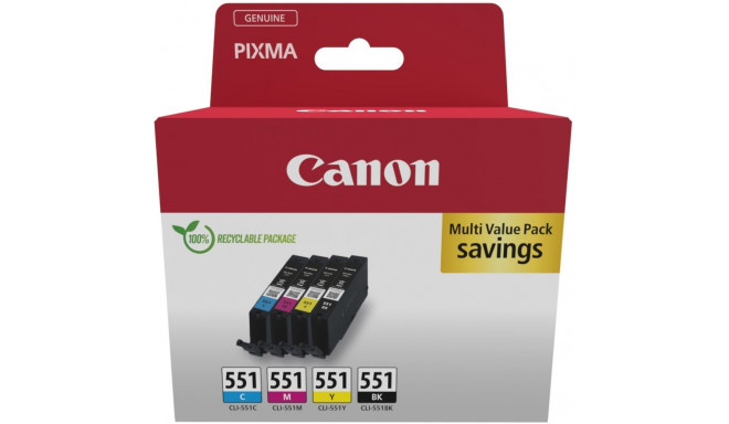 "Canon Tinte CLI-551 6509B015 4er Multipack (BKMCY)"