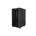 RACK CABINET 19" FREE-STANDING 22U/600X800 (FLAT PACK) WITH GLASS DOOR LCD BLACK LANBERG V2