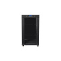 RACK CABINET 19" FREE-STANDING 22U/600X800 (FLAT PACK) WITH GLASS DOOR LCD BLACK LANBERG V2