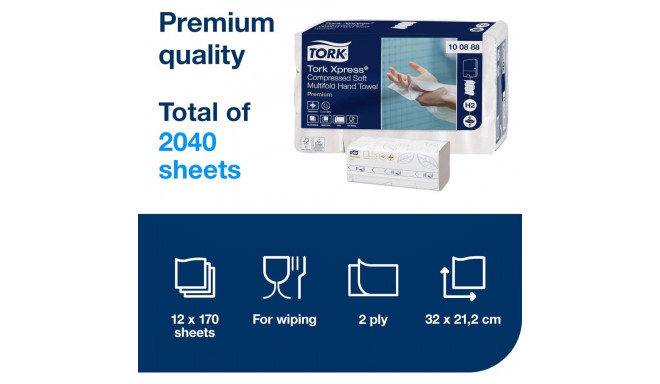 Paper towel 2-layer  TORK Interfold Compressed Z-fold, 24x21.2cm 225 sheets (100889)