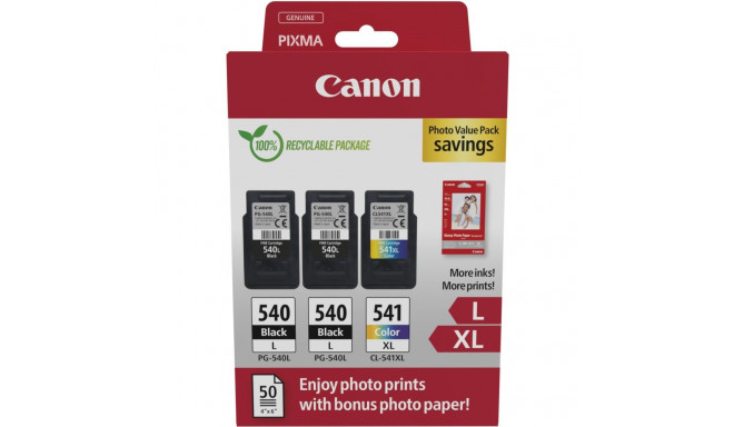 "Canon Tinte PG-540L/CL-541XL 5224B015 3er Multipack (2xBK/Colot) inkl. Fotopapier"