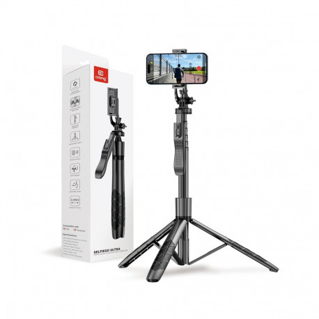 Crong käsistatiiv-statiiv Aluminium Bluetooth, must