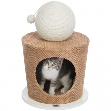 Cuddle cave with scratching ball, ø 36 × 50 cm, taupe, TRIXIE