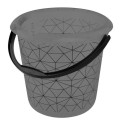 BUCKET WITH DECOR POLYGON 10L BLACK