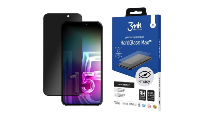 3mk kaitseklaas privaatsusfiltriga iPhone 15 Pro Max Privacy HardGlass Max, must