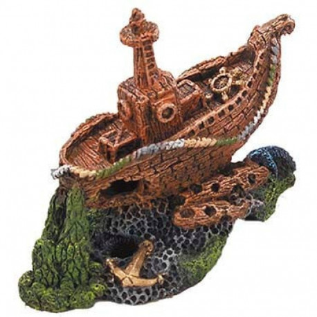 Aquarium decoration, galleon wreck 18x11x16cm