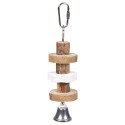 Toy for parrots gnawing wood with lava stone, 16 cm