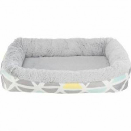 Bunny cuddly bed, square, plush, 30 × 6 × 22 cm, multi coloured//grey
