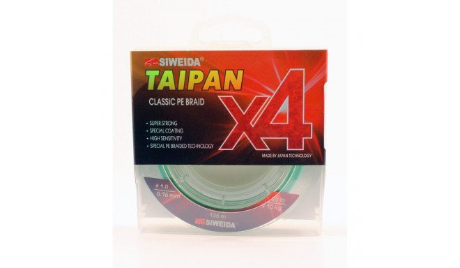 Braided fishing line SWD Taipan Classic PE X4 0.16mm 135m 9.10kg light green