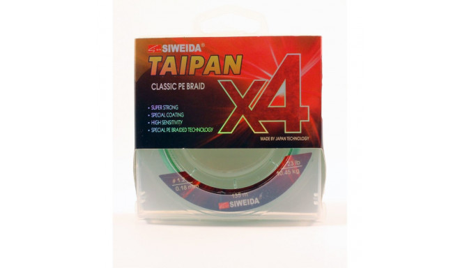 Pintas žvejybos valas SWD Taipan Classic PE X4 0.18mm 135m 10.45kg šviesiai žalias