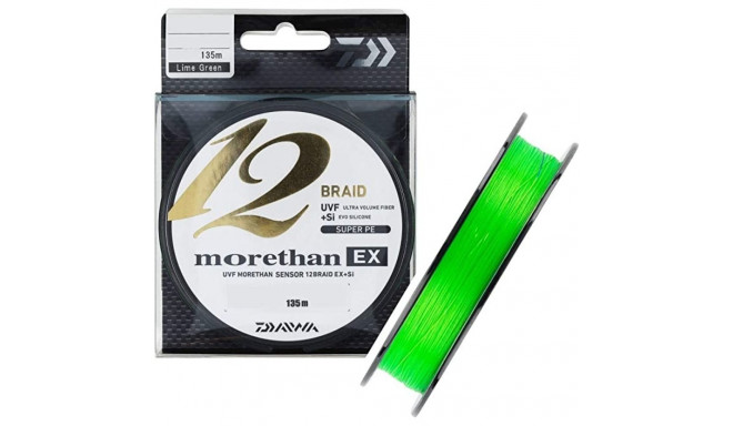 Pintas žvejybos valas Daiwa Morethan 12 Braid EX+SI 0,12mm 135m žalios spalvos