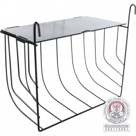 Hay manger, hanging, with lid, metal, 20 × 18 × 12 cm, black