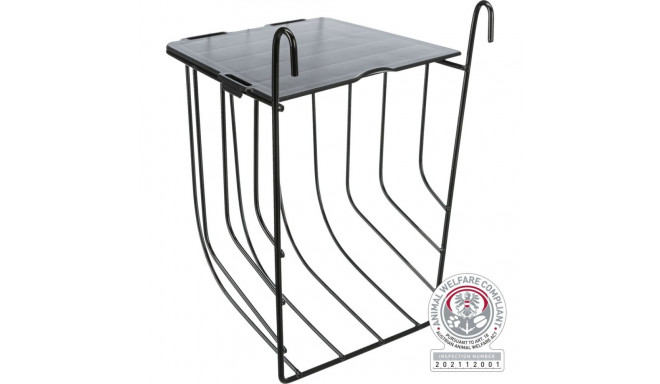 Hay manger, hanging, with lid, metal, 13 × 18 × 12 cm, black