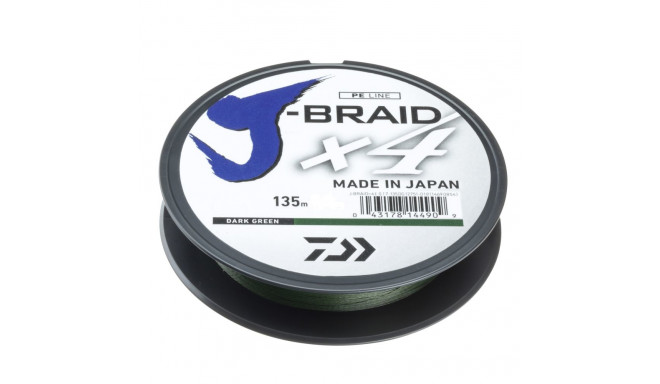 Pintas žvejybos valas Daiwa J-Braid X4E 0.13mm 135m tamsiai žalias