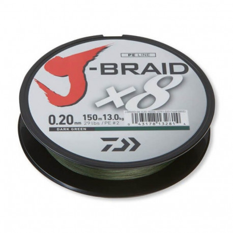 Braided line Daiwa J-Braid X8 0.13mm 150m dark green