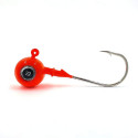 Jig head, 3D eyes, 5 g, red, hooked by Gamakatsu 1/0, 2 pcs, Merganser