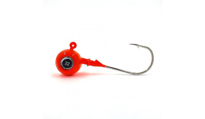 Jig head, 3D eyes, 5 g, red, hooked by Gamakatsu 1/0, 2 pcs, Merganser