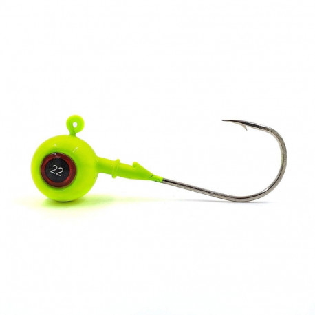 Jig head, 3D Eyes, 6 g, yellow, Hooked by Gamakatsu  2/0, 2 pcs, Merganser
