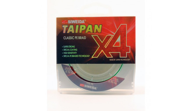 Braided line SWD Taipan Classic PE X4 0.12mm 135m 4.95kg light green