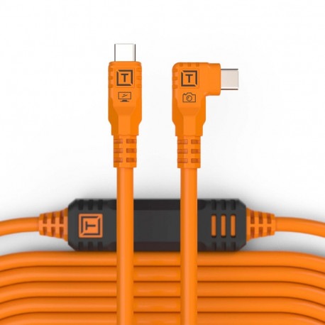 TetherPro USB-C to USB-C 9.4m Right Angle | Orange