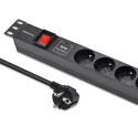 Qoltec Aluminum PDU for 19'' RACK | 1U | 16A |  6xFRENCH | 1.8m