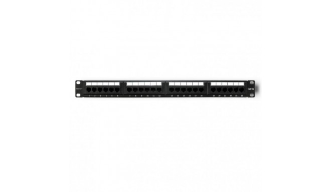 Qoltec Patch Panel RACK | 24 Ports | cat.5E UTP | Black