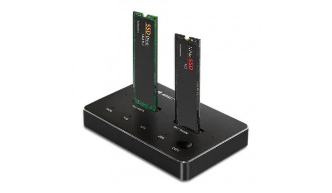 Qoltec 52274 M.2 SSD dokkimisjaam NVMe SATA USB-C kahepoolne 2 x 2TB