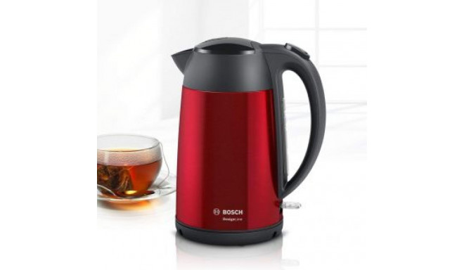 Bosch Kettle DesignLine TWK3P424 Electric, 2400 W, 1.7 L, Stainless steel, 360 rotational base, Red