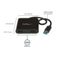 StarTech.com USB 3.0 to Dual HDMI Adapter - 1x 4K 30Hz &amp; 1x 1080p - External Video &amp;