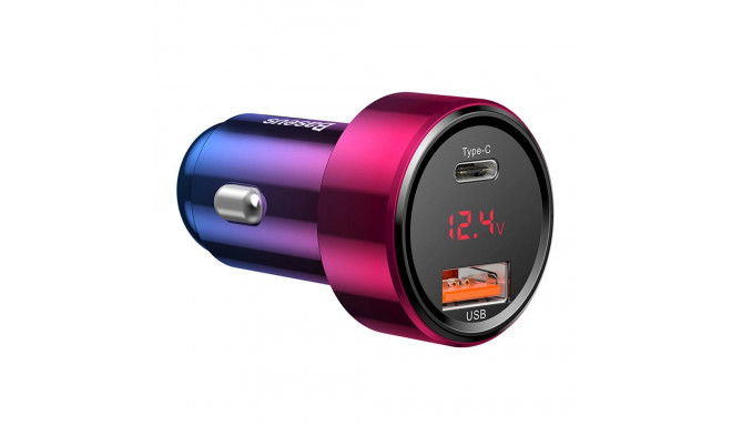 Baseus Magic Series PPS USB-C / USB-A 45W PD QC 5A car charger - pink and blue