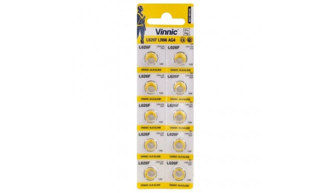Vinnic AG4 | D377 | SR626SW | LR626 | LR66 | 1,5 V leelispatareid (10tk)