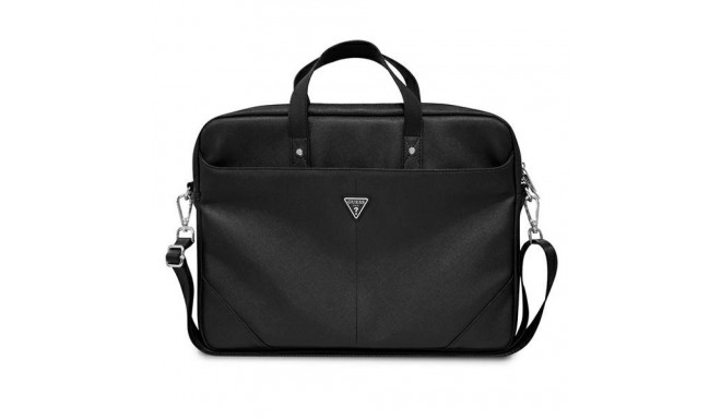 Guess Saffiano Triangle Logo bag for a 16&#39;&#39; laptop - black
