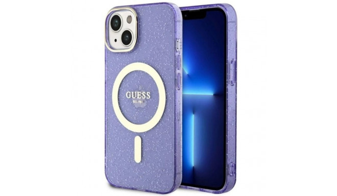 Guess Glitter Gold MagSafe case for iPhone 14 - purple