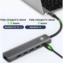 Adapter USB Type-C - HDMI, LAN, 3x USB 3.0 Type-A, USB Type-C PD100W