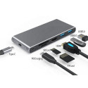 Adapter USB-C - HDMI, 2x USB 3.0, SD, TF, PD60W + M.2 NGFF SSD Case