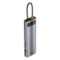 Hub 11in1 Baseus Metal Gleam Series, USB-C to 3x USB 3.0 + 2x HDMI + USB-C PD + Ethernet RJ45 + micr