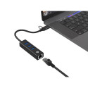 Conceptronic DONN07BA USB to Gigabit Network Adapter with 3-Port USB Hub, USB-A x 3, Wake-on-LAN, 2-