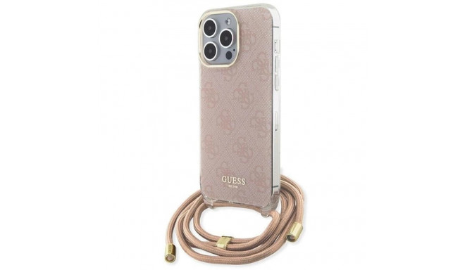 Guess Crossbody Cord 4G Print case for iPhone 15 Pro - pink