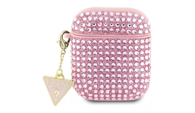 Guess GUA2HDGTPP AirPods 1/2 cover pink/pink Rhinestone Triangle Charm