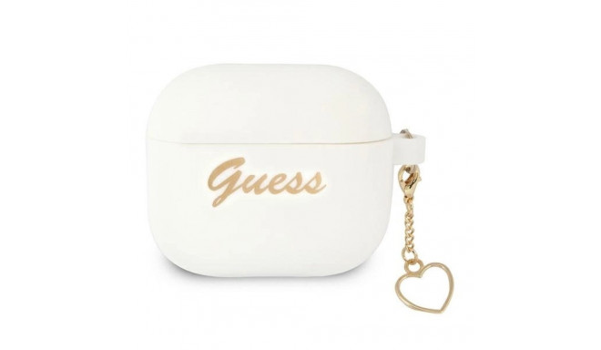 Guess GUA3LSCHSH AirPods 3 cover white/white Silicone Charm Heart Collection